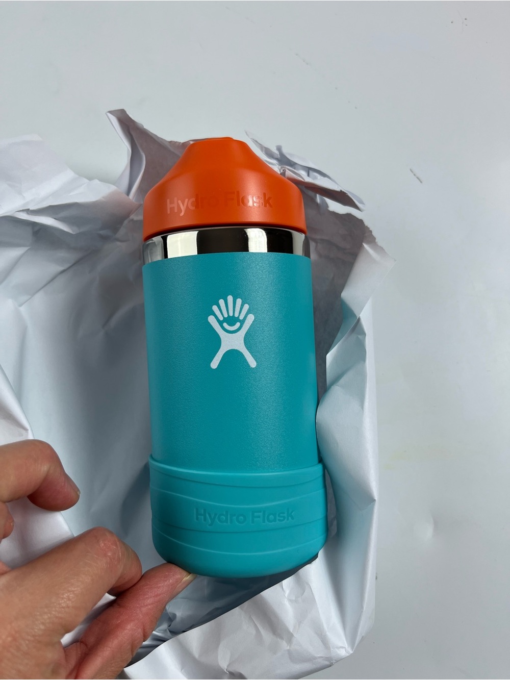 Hydro Flask Kids Stainless Steel Water Bottle Straw Cap Teal Orange 12oz